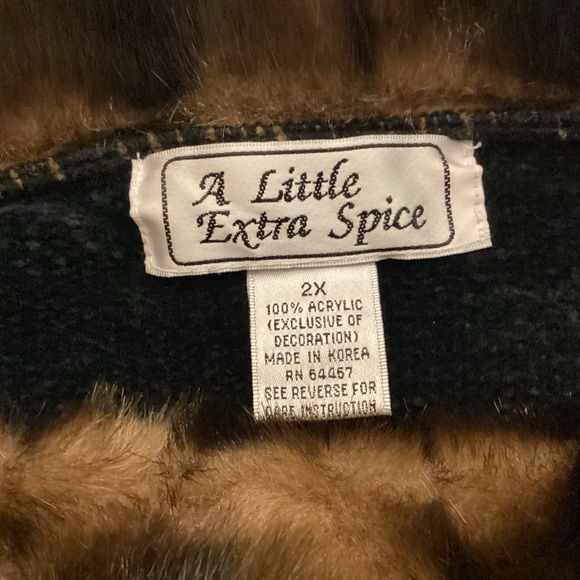 Vintage Womens soft Chenille sweater with faux fur collar size 2X - Picture 7 of 10